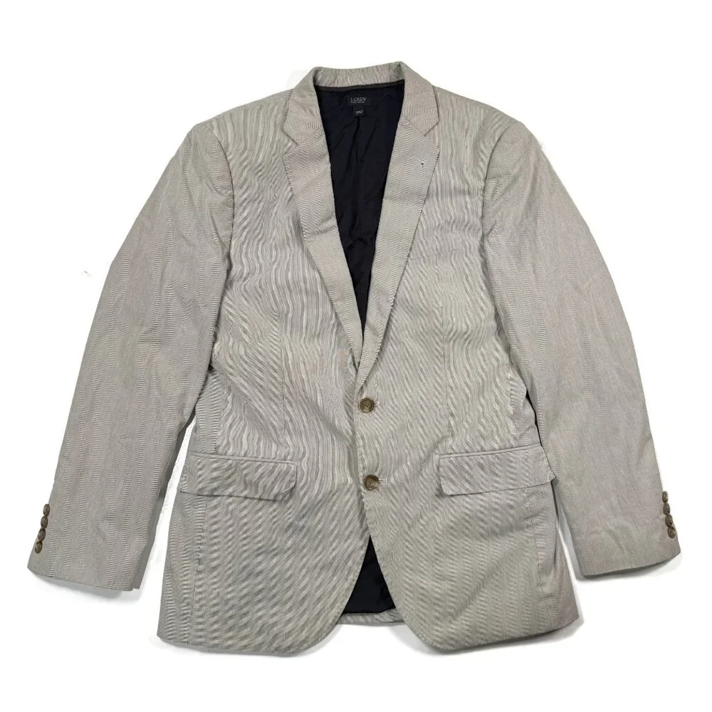 J CREW Ludlow‎ Blazer Jacket Gray Micro Stripe Mens 38R Cotton 16899